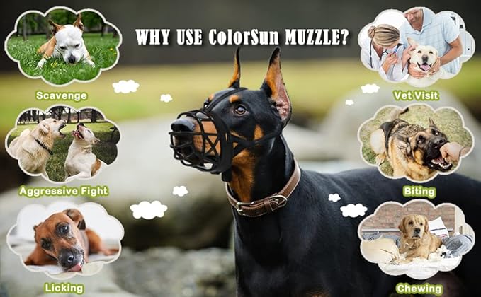 Dog Muzzle Breathable Basket Muzzles for Large and X-Large Dogs, Stop Biting, Barking and Chewing, Best for Aggressive Dogs Black Brown (Black Rubber, L)-PawvioPets