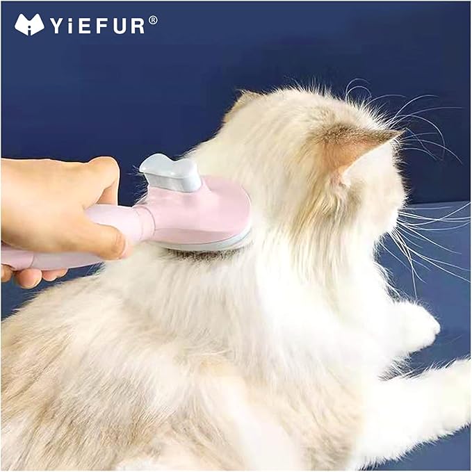 Cat Hair Brush, Soft Silicone Self Cleaning Brush for Short and Long Haired Cats, Pink Pet Grooming Comb, Cat Shedding Brushes-PawvioPets