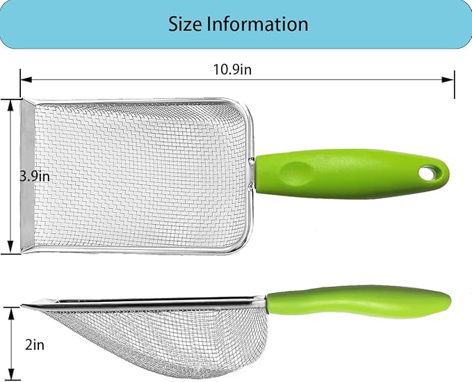 3PCS Stainless Steel Cat Litter Scoop,Litter Cleaner Corner Scoop Sand Sifter,Easy to Clean Cat Little Box, Sifting Litter Scoop Shovel for Reptile Terrarium Sand Waste-PawvioPets