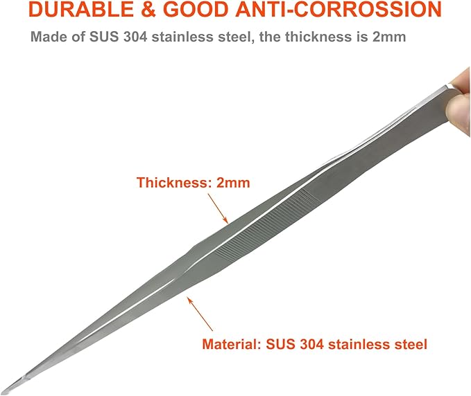 Extra Long Tweezers, Aquascape Tools, 18.9 inch Fecsam Aquarium Stainless Steel Large Feeding Tongs for Fish Tank, Terrarium，Aquascaping, Reptile Snake (Straight)-PawvioPets