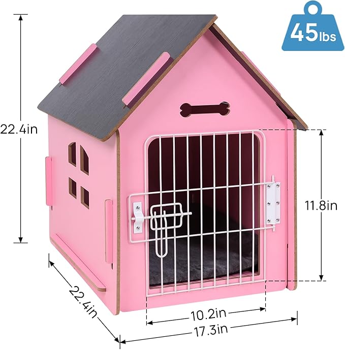 Dog House Indoor for Small Dogs or Cats, Cozy Wooden Design, Small Indoor Bed House, with Air Vents and Elevated Floor Warm Dog Cave-PawvioPets