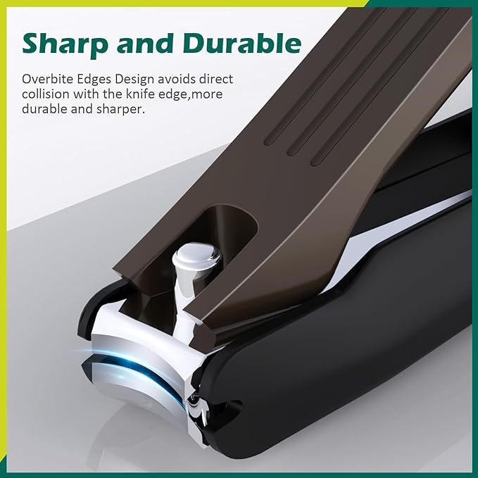 GLAMFIELDS Nail Clipper with Catcher, Large Fingernail Toenail Clipper,Slanted Edge Nail Clippers Leather Case Packed Good Gift for Men and Women 2PACK Large/Small-PawvioPets