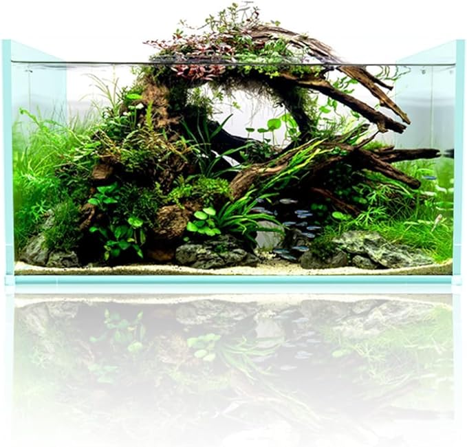 Fzone 3.8gal Shallow Rimless Low Iron Fish Tank Nova Clear Ultra-White 45° Mitered Edges Translucent Glass Anata Series Aquarium w/Black Foam Leveling Mat-PawvioPets