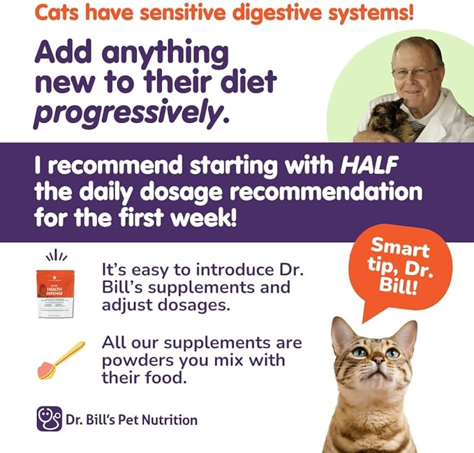 Dr. Bill’s Feline Ultimate Fitness & Health | Cat Multivitamin Powder - Daily Supplement | Weight Control, Joint, Brain, Heart & Immune Support | Omega 3s, Collagen, B Vitamins, Taurine, Amino Acids-PawvioPets