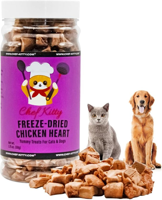 Freeze-Dried Chicken Heart Treats for Cats & Dogs – 100% Human Grade, Single Ingredient, High-Protein, Healthy Snack – No Additives or Preservatives – 1.4oz - Inspected & Tested in USA-PawvioPets