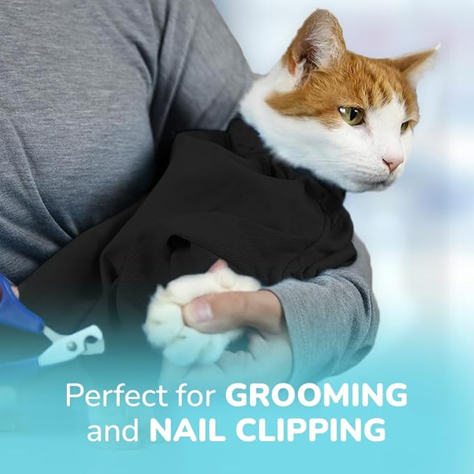 Cozy Comfort Carrier - X-Large Charcoal Grey Cat Carrier Bag, Soft Cat Carrier and Cat Wrap for Nail Clipping, Vet Visits, Medication Administration, Dental Care, and Traveling-PawvioPets