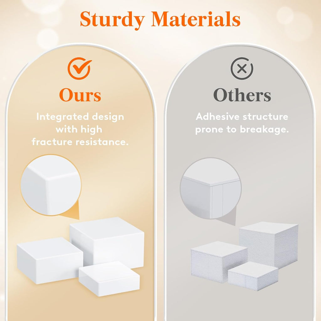 Lifewit Buffet Risers and Stands Up to 7.8", Food Risers for Buffet Table, Catering Dessert Cake Stand for Party, Collectibles Jewelry Display Stand, White Cube Boxes Nesting Risers, 12 PCS