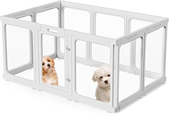 Acrylic Dog PlayPen, Clear Dog Play Pen for Puppy Cat Rabbit, Easy Assemble Pen, Preferable Small Cage, 23.6" H, 10Pcs-PawvioPets