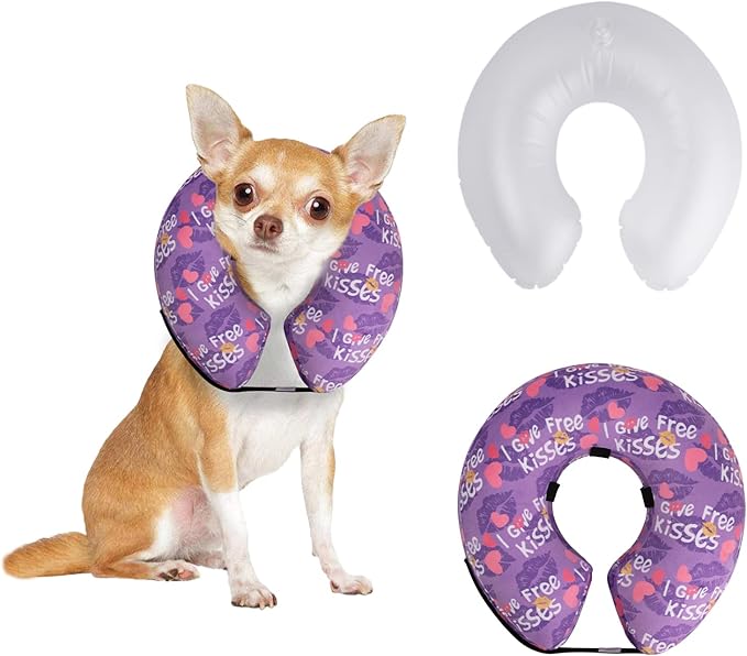 CuteBone Inflatable Dog Donut Collar with Removable Soft Fleece Covers for Small/Medium/Large Dogs and Cats After Surgery GWB06M-PawvioPets