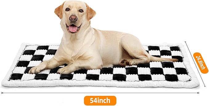 Dog Car Seat Cover for Back Seat, Plaid Backseat Pet Bed Mat, Non-Slip Travel Dog Bed for Backseat Extenders, 24.8" x 54", Black and White-PawvioPets