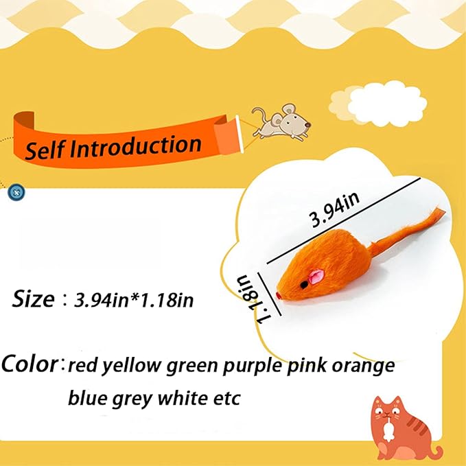 Furry Cat Toys Mice Rattle Interactive Mouse Toy for Indoor Cats Catnip Ball Pet Play Fur Ball Rabbit Assorted Color-PawvioPets