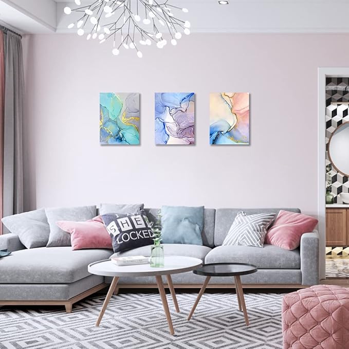 Abstract Wall Decor For Living Room Canvas Wall Art Paintings For Bedroom Colorful Color Abstract Wall Artworks Pictures For Office Kitchen Decoration Bathroom Home Decorations Art 3 Piece 16x24 Inch-PawvioPets