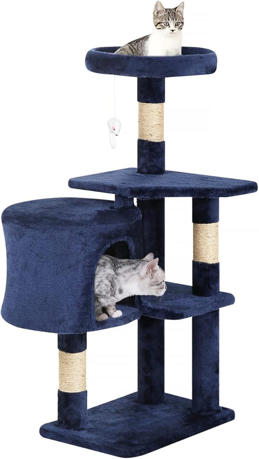 BestPet Cat Tree 36 inch Tall Scratching Toy Activity Centre Cat Tower Cat Condo Multi-Level Furniture Scratching Posts for Indoor Cats,Navy Blue-PawvioPets