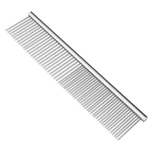 Flexzion Grooming Comb for Dogs – Stainless Steel Professional Cat Comb and Animal Tool for Removing Tangles and Knots on Medium Pets with Smooth Needle Teeth – 45mm, 1 Large-PawvioPets