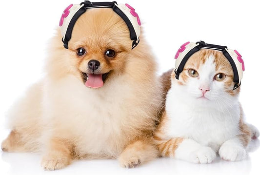 Calming Earmuffs for Cats and Small Dogs - for Anxiety Relief - Noise Canceling for Fireworks, Thunderstorms, Pet Grooming & Force Drying - Dog Ear Muffs Noise Protection (White, Medium)-PawvioPets