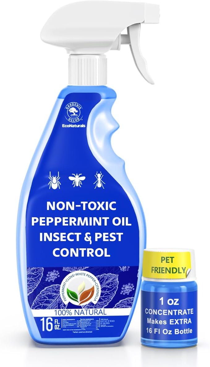 All Natural Bug Spray for Home – Non- Toxic Peppermint Oil Spray for Insect and Pest Control Kit - 16 oz Ready-to-Use Bug Spray 2 Bottle Value – 16 oz + 1oz - Spider Repellent Indoor-PawvioPets
