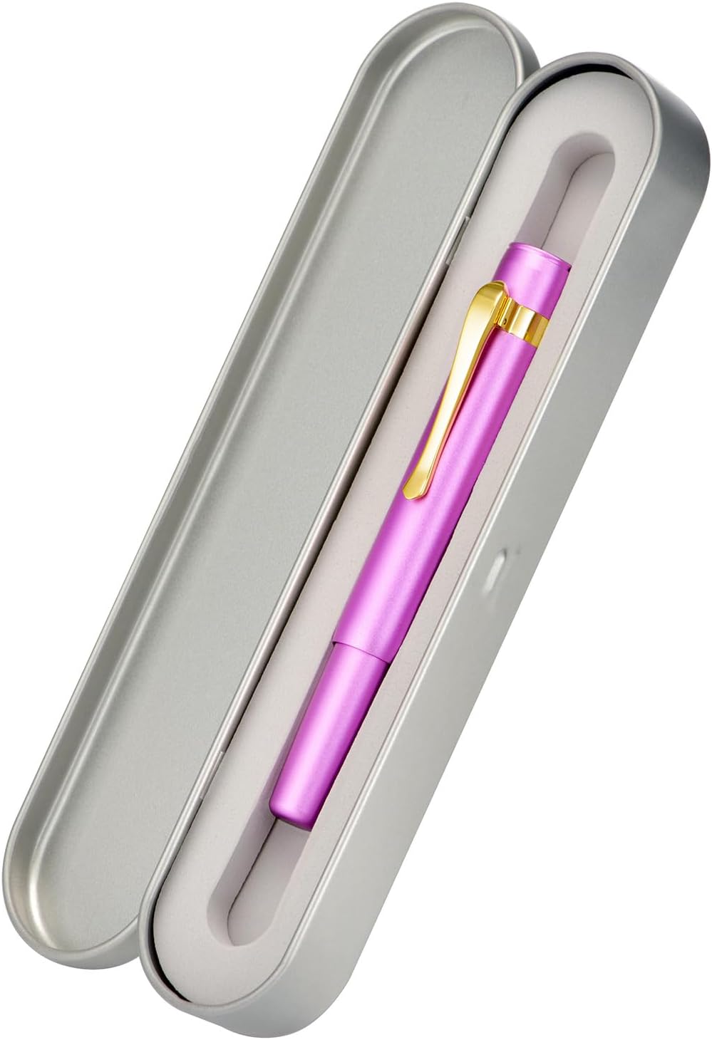Hongdian M2 Mini Fountain Pen with Bent Nib, Sleek Shape Aluminium Short Pocket Travel Pen (Lilac Purple)