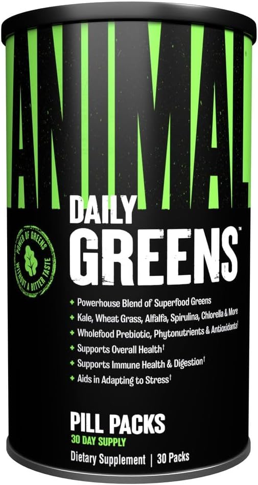 Animal Daily Greens Pill Packs - Kale, Wheat Grass, Alfalfa & More - Convenient Prebiotic and Probiotic Superfood Blend for Superior Digestion, Gut Health, and Immunity For Men & Women - 30 Day Supply-PawvioPets