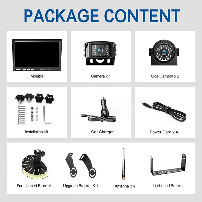 1080P Wireless Backup Camera System with 10 Inch DVR 4 Split Monitor, IP69 Waterproof Stable Signal Record Wireless 1 Rear and 2 Side View Cameras for RV Truck Trailer Camper (BW103)-PawvioPets