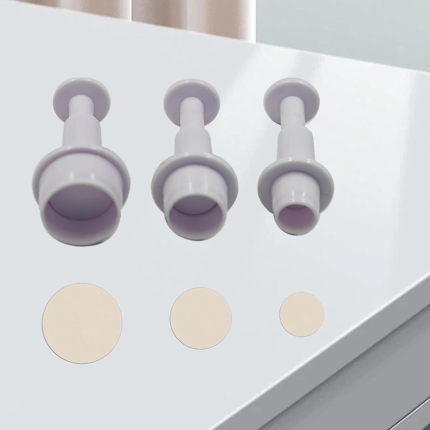 pson 3Pcs Plunger Cookie Cutter Set, Mini Plastic Biscuit Molds for Cake Decorating, Baking, Fondant, and DIY Crafts(Round)