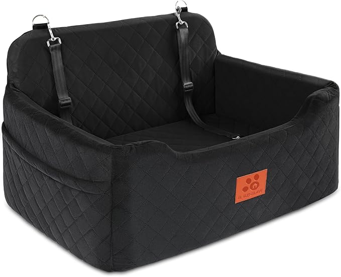 Dog Car Seat for Medium/Large Dogs,Dog Booster Seat for Dog Under 50lbs or 2 Small Dogs, Detachable and Washable Pet Car Seat,Multi-Functional Travel Dog Bed & Dog Sofa(Black)-PawvioPets