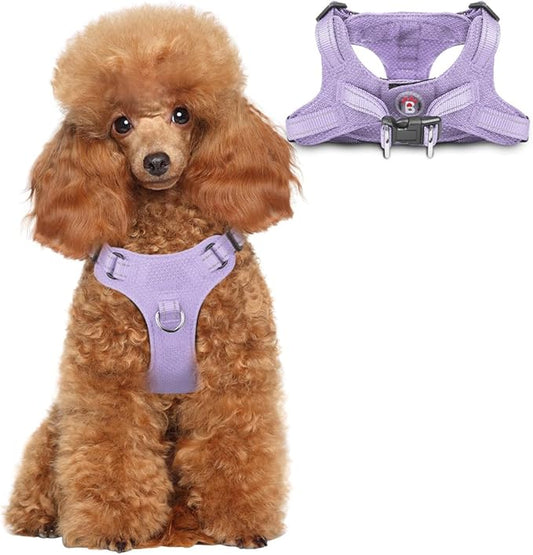 Dog Harness Step in Dog Vest Harness, Reflective Adjustable Puppy No Pull Harness Breathable Soft for Small and Medium Dogs Cats, Violet Purple, XS-PawvioPets