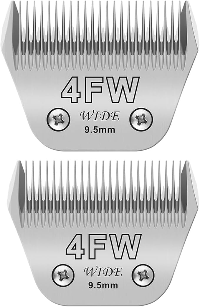 2pcs 4FW Wide Blades for Dog Grooming Blades Compatible with Andis,Oster A5,Wahl km10 Dog Clippers,Size-#4FW, 3/8-Inch Cut Length (9.5mm)(2pcs #4FW)-PawvioPets