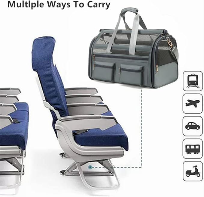 Cat Carrier Bag,Soft Sided Ventilated Pet Carrier for Small Dog Airline Approved Travel Puppy Carrier with Breathable Mesh, Foldable Portable for Outdoor Car-PawvioPets