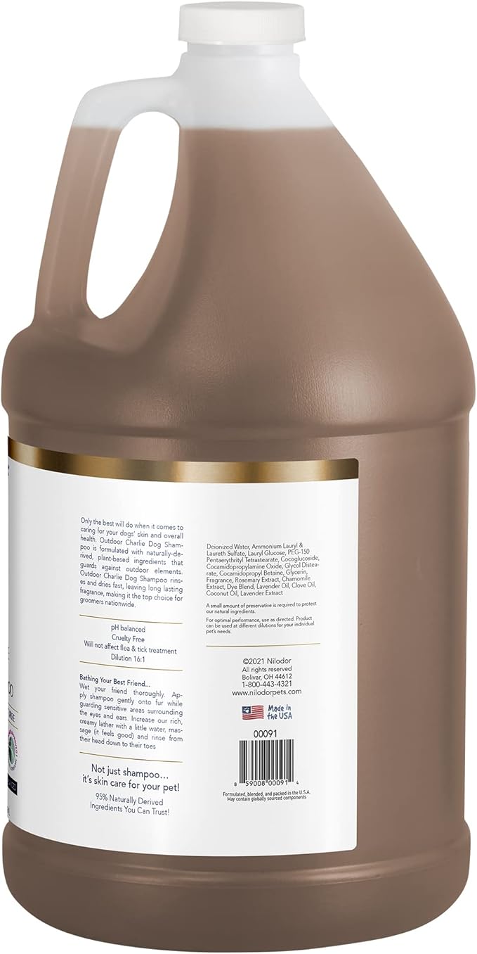 Bobbi Panter Outdoor Dog Shampoo - Made in USA - All Natural Formula for Soothes Itchy Skins - Concentrated 16:1 for Professional Grommers - Camomile Scent, 1 Gallon-PawvioPets