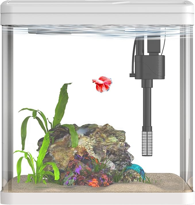 2 Gallon Betta Fish Tank Starter Kit, Self-Cleaning Aquarium with Built-in Filter and LED Light-PawvioPets