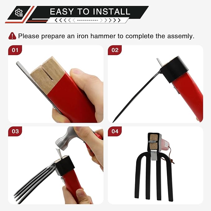 Garden Tool Set with Tool Box 4 Piece Heavy Duty Gardening Tools Kit with Hoe Rake Shovel Fork Non Slip Handle Garden Hand Tools for Digging Weeding Planting-PawvioPets