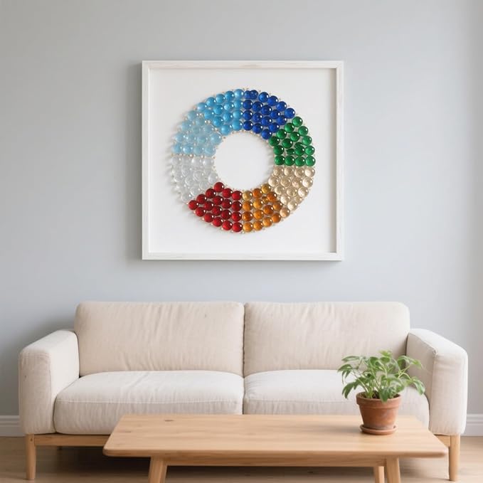 2.16LB Glass Beads Mix Colors Vase Filler Aquarium Gravel Decor Flat Glass Marbles Gems Pebbles Fish Tank Rocks Home Decorative Art Craft - 7 Colors Mixed-PawvioPets