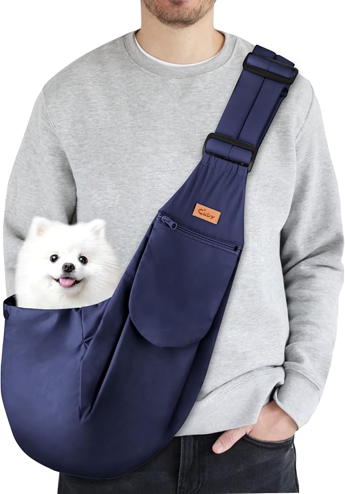 CUBY Dog and Cat Sling Carrier - Hands Free Reversible Pet Papoose Bag - Soft Pouch and Tote Design - Adjustable - Suitable for Puppy, Small Dogs, and Cats for Outdoor Travel-PawvioPets
