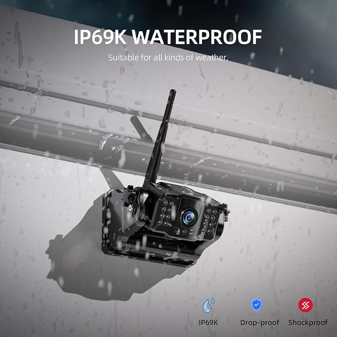 eRapta Magnetic Wireless Backup Camera Kit with HD1080P 7” DVR Monitor, Dual RV/Trailer/Truck/Tractor Cameras Wireless System, No Wiring, 9600mAh Rechargeable Battery, IR Night Vision-ACT702-PawvioPets