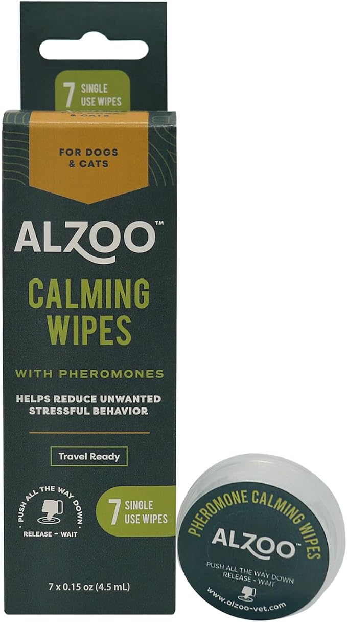Calming Wipes with Pheromones for Cats and Dogs, On The Go Wipes Helps Reduce Stressful Behavior, 0.15 Ounce-PawvioPets