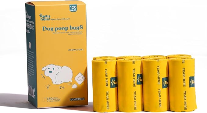 Dog Poop Bags Rolls Biodegradable 100% Leak Proof Thickened Dog Waste Bags -120 Count 8 Rolls - Doggie Poop Bag for Small and Big Dogs(Unscented)-PawvioPets