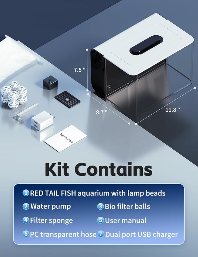Betta Fish Tank, 2.5 Gallon Aquarium Kit with Filter, Light, Self Cleaning, Oxygenation, Small All in One Starter Fish Tank for Goldfish, Guppy, Shrimp, Desktop, Acrylic-PawvioPets