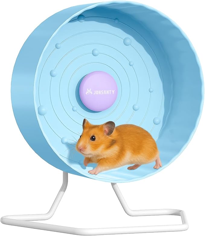 8.4" Silent Hamster Wheel, Non-Slip Track, Exercise, Release Stress, Relieve Anxiety, Adjustable Height Stand, for Syrian Dwarf Hamster, Gerbil, Mice, Other Small Medium Sized Pets, Blue-PawvioPets