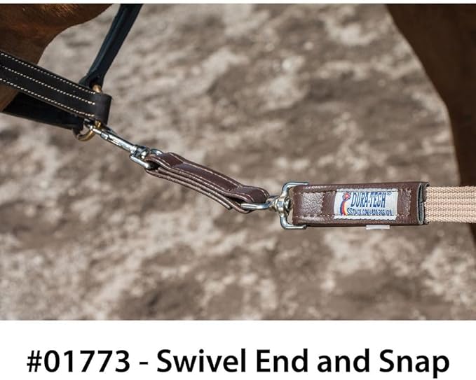 Dura-Tech German Web Cord Lunge Line for Horses | Soft Grip Ribbed Webbing | Lightweight & Durable | Nickel-Plated Snap or Chain Options | Lunch Line with Swivel End and Snap-PawvioPets
