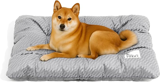 FUNNY FUZZY Dog Bed Crate Pad Mat, Washable Reversible Pet Floor Mats,Fluffy Kennel Pad for Large Sized Dog,Indoor Cats,Sleeping Mattress, 35.4" × 22.8", Light Grey-PawvioPets