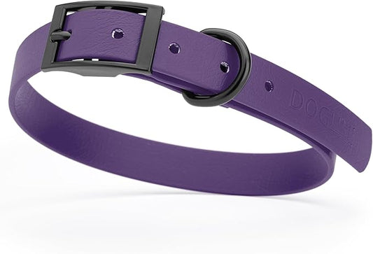 Dogline Biothane Waterproof Dog Collar Strong Coated Nylon Webbing with Black Hardware Odor- Proof for Easy Care Easy to Clean High Performance Fits Small Medium or Large Dogs, Violet Purple-PawvioPets