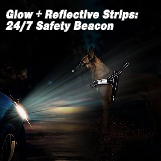 Forestpaw No Pull Dog Harness - Soft Flannel Padded Tactical Dog Vest Harness with Quick Release Buckle, Adjustable Reflective Pet Harness for Medium Large Dogs Walking Training,Black L-PawvioPets