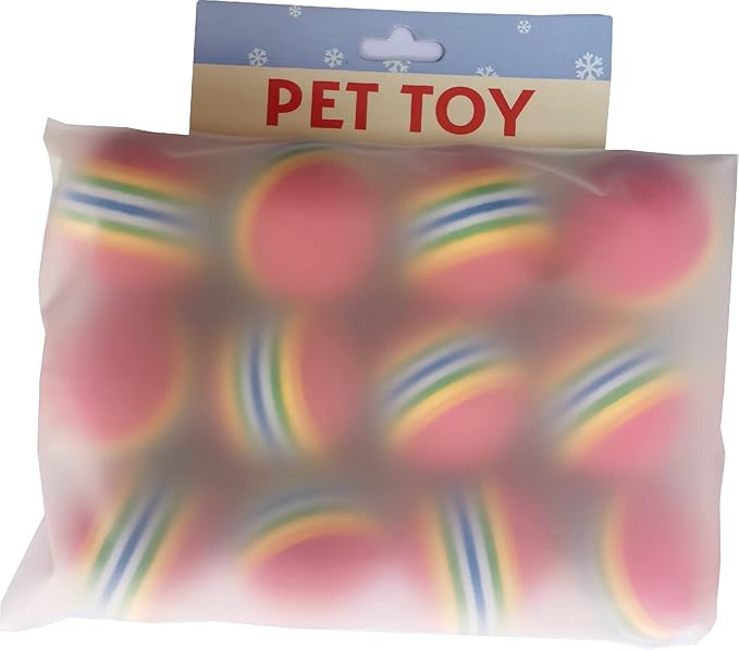 Colorful Soft Foam Rainbow Play Balls for Pet Dog and Cat Toys (12)-PawvioPets