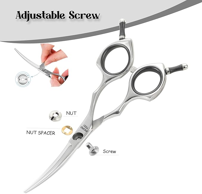 Dog Grooming Scissors 5'' Small Curved Pet Shears Super Light Professional 440C Stainless Steel Pet Shears for Trimming Face and Paws Nose Ear Easy Use.-PawvioPets