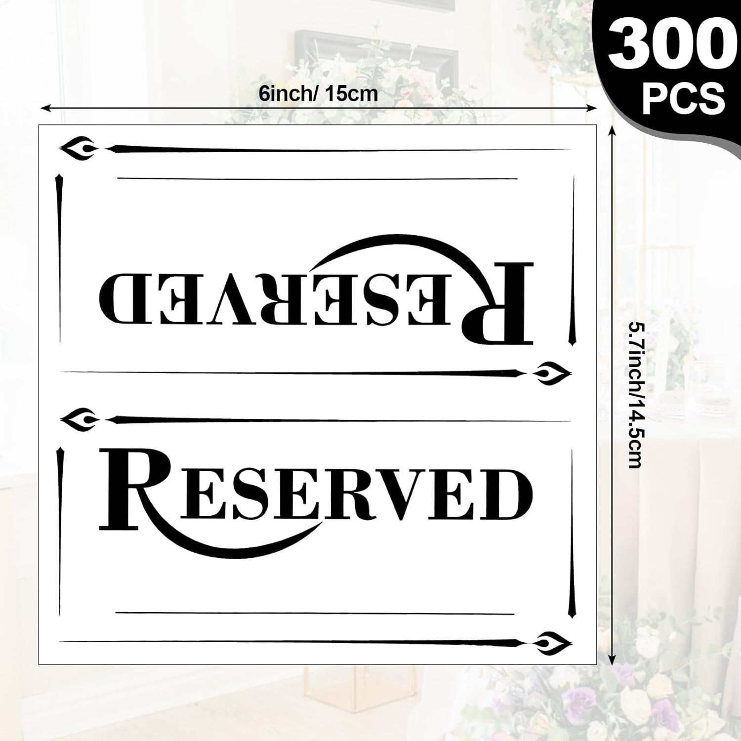 300 Pcs Paper Table Reserved Sign with Name Line Reserved Seating Signs Bulk Double Sided Signs for Reserving Seats Restaurant Wedding Reception Church Board Business Meeting (White Black)