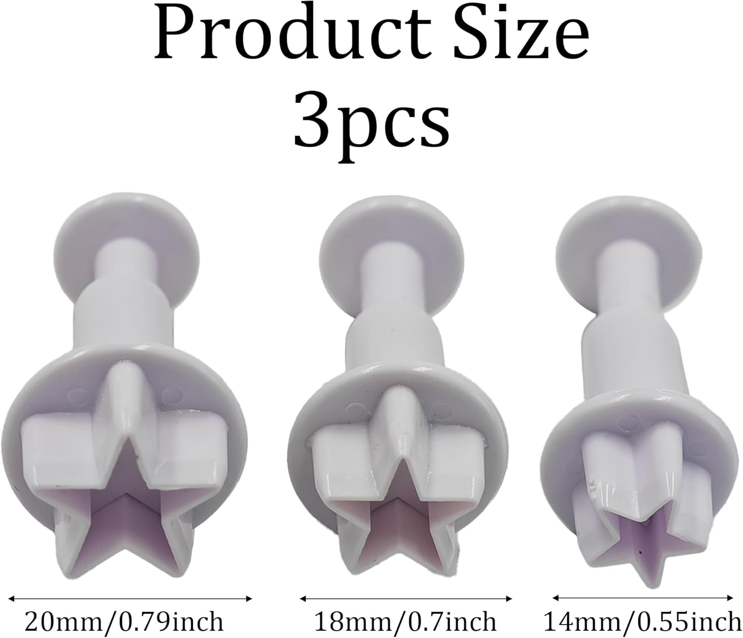 pson 3Pcs Plunger Cookie Cutter Set, Mini Plastic Biscuit Molds for Cake Decorating, Baking, Fondant, and DIY Crafts(Star)