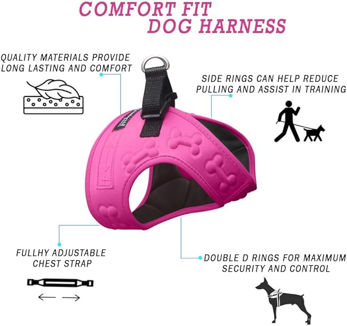 Comfort Fit Dog Harness No Pull No Escape Harness Adjustable Buckles Soft Padded Reflective Choke Step in Dog Vest with Easy Control Handle for Small Medium Large Dogs & Puppies-PawvioPets