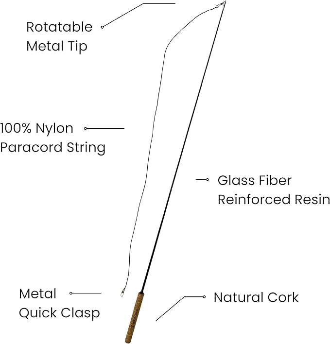 Forever Stick 2 Pack - The Unbreakable Cat Toy Wand, Extra Long Durable Interactive Cat Toy for Indoor Cats, Feather Kitten Toys for Bored Indoor Adult Cats, Bird Teaser Cat Accessories-PawvioPets