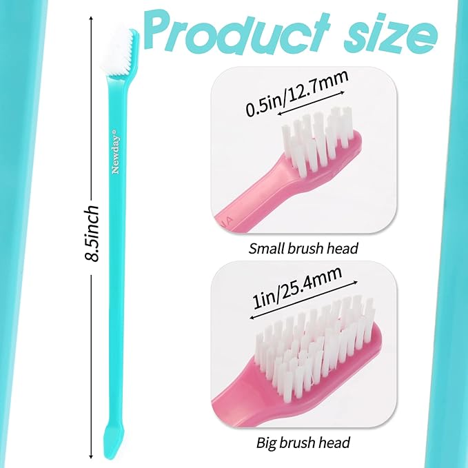 50 Pack Dual Ended Long Dog & Cat Toothbrush, Pet Safe Super Soft Bristles for Pet Dog Puppy Kitten Dental & Oral Care Teeth & Gums, Pet toothbrushes in Box, Bulk Individual polybag (Colorful)-PawvioPets