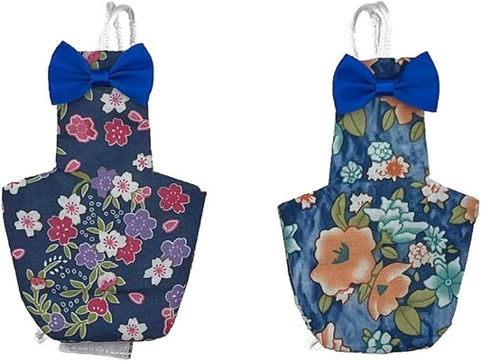 2 PCS Floral Bird Diaper Nappy Clothes Reusable Washable Cloth Blue&Green for Parrot Macaw Budgies Parakeet-PawvioPets